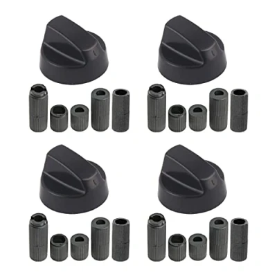 Immagine di CAM2 Set di 4 manopole controllo universali per forno, tutti i tipi forni, fornelli e piani cottura, da 6 a 11,5 mm, nero