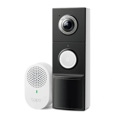 Immagine di Tapo D235 2K 5MP campanello senza fili 180 DFOV video ultra ampio o cablata, batteria 210 giorni, ad anello incluso, vista testa a punta IP66, rilevamento AI gratuito