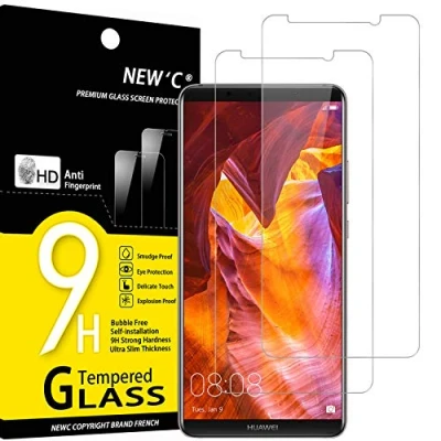 Immagine di NEW&#039;C 2 Pezzi, Vetro Temperato per Huawei Mate 10 PRO, Pellicola Prottetiva Anti Graffio, Impronte, Senza Bolle, Durezza 9H, 0,33mm Ultra Trasparente, Resistente