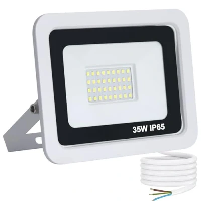 Immagine di Mille Lucciole Faro LED Esterno 35W 3500LM 40 leds 6500K Bianco Freddo,Faretto da IP65 Impermeabile,Faretti Esterni adatto Giardino Terrazza Garage Patio【Guscio Bianco】