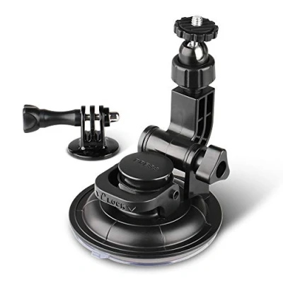 Immagine di HSU Supporto a ventosa per auto compatibile con videocamere GoPro Hero 11/10/9/8/7/6/5/4/3, Osmo Action, Insta 360, perfetto parabrezza e finestrini