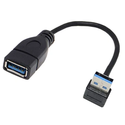 Immagine di Cavo di prolunga USB 3.0 tipo A maschio femmina, 20 cm, 5 Gbps, 90 gradi Nero Up angled
