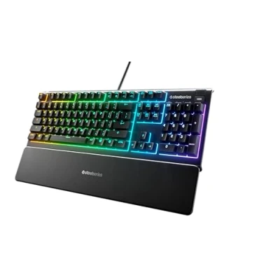Immagine di SteelSeries Apex 3 Tastiera da Gaming RGB, Illuminazione RGB a 10 Zone, Poggiapolsi Magnetico di Alta Qualità, PC Layout Americano (QWERTY)