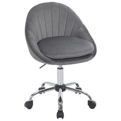 Immagine di WOLTU Sedia da Ufficio per Casa, Trucco, Girevole Ergonomica, Scrivania Regolabile in Altezza con Rotelle, Camera Letto, Studio, Velluto, Grigio scuro, BS167dgr