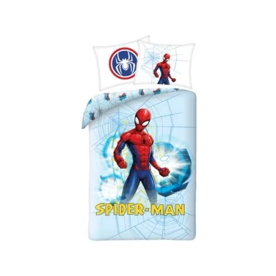 Immagine di Halantex Set con copripiumino a tema “Spiderman in cotone da 140 x 200 cm e federa 70 90 cm, originale
