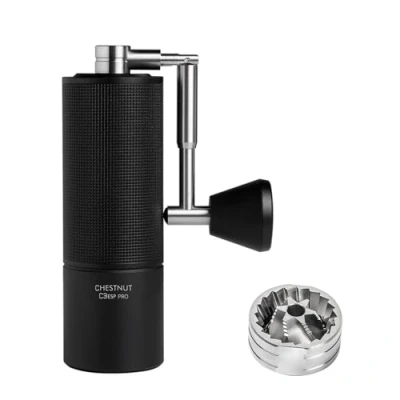 Immagine di TIMEMORE Chestnut C3 ESP Pro Macinacaffè manuale con regolazione precisa del grado di macinazione, acciaio inox e macinino a forma cono, manico pieghevole, contenitore per fagioli, 25 g, nero