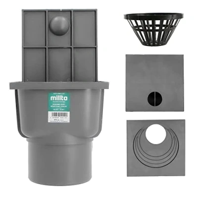 Immagine di 5x Millto™ Pozzetto per Pluviale 110 mm Grigio Scarico Verticale Filtro Tubo Acqua Piovana Scatola Grondaia Cassetta Pioggia Polipropilene