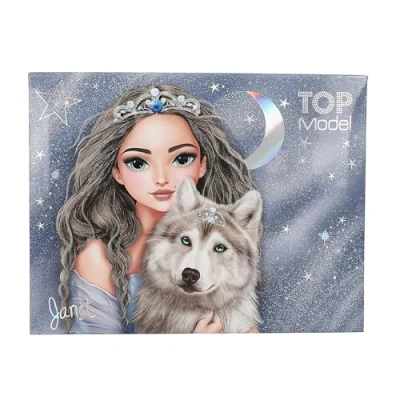 Immagine di Depesche 13224 TOPModel Wolf Scatola di cancelleria in Blu Scuro, con Motivo modellini e Stelle, cartellina matite, Gomma Molto Altro, Plastic, Multicolor, One Size