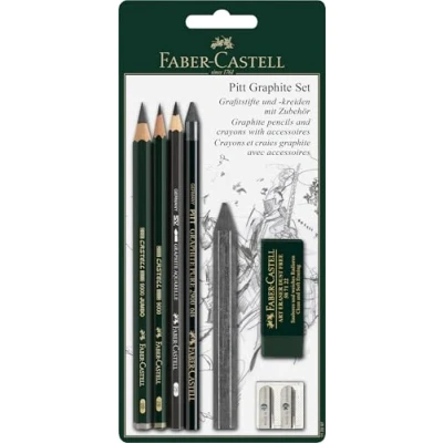 Immagine di FABER CASTELL 112997 Set Pitt Graphite 7 pezzi, con matite di grafite, gessetti, temperino e gomma