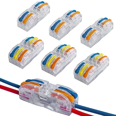 Immagine di QitinDasen 30Pcs KV212 / KV313 Leva Dado Cavo Connettori Set, Bilaterale Trasparente Connettore Conduttore Compatto, Morsettiera Molla Rapido (Leva Multicolore)