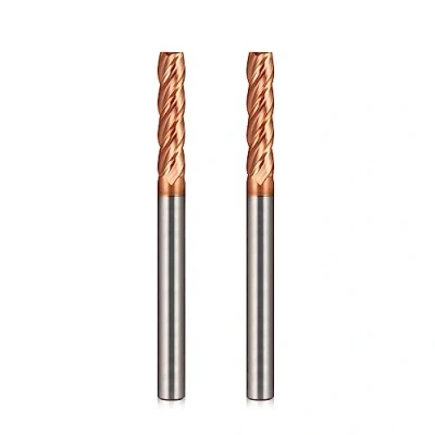Immagine di fresa per fresatura da 8 mm, in carburo di tungsteno, a 4 flauto, lunghezza taglio 35 spirale, 2 pezzi TiSiN Coat fresa, 55 HRC, set frese lega alluminio,