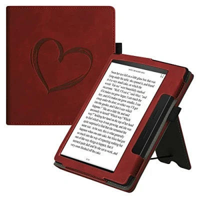 Immagine di kwmobile Custodia eReader Compatibile con Amazon Kindle Oasis 10. Generation Cover eBook Pelle PU Stand Cinturino Porta Carte Cuore