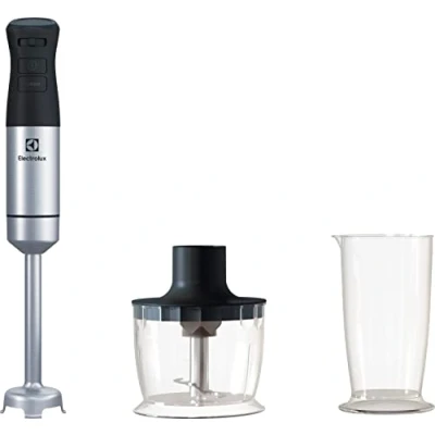 Immagine di ELECTROLUX E5HB1 6SS Frullatore ad immersione, frusta, bicchiere e mini tritatutto in dotazione, velocità multiple, con funzione turbo, impugnatura comoda, 800 Watt, acciaio inossidabile
