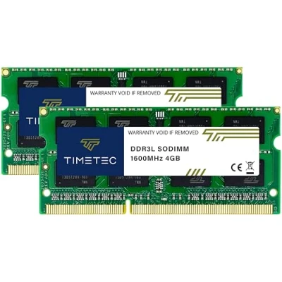 Immagine di Timetec DDR3L / DDR3 1600MHz PC3L 12800 PC3 Non ECC Unbuffered 1.35V 1.5V CL11 2Rx8 Dual Rank 204 Pin SODIMM Laptop Notebook PC Memoria RAM Aggiornamento (8GB Kit(2x4GB))