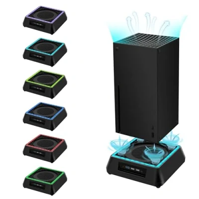Immagine di Mcbazel Xbox Series X Ventola di Raffreddamento Serie Supporto Base con Luce RGB/Funzione Regolabile/Indicatore LED/Porte USB 3.0/USB 2.0 per