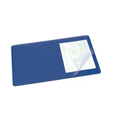 Immagine di Durable 720207 Tampone da Scrivania con Copertura Trasparente, 530 x 400 mm, 1 Pezzo, Blu