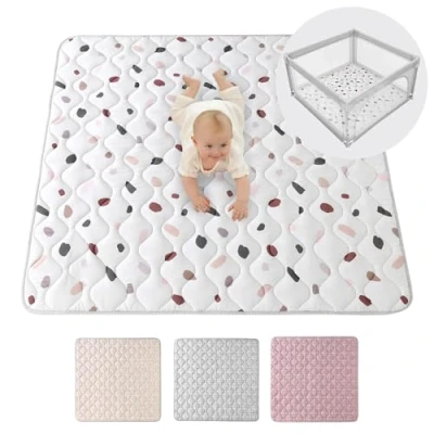 Immagine di Hakuna Matte Coperta trapuntata per gattonare bambini, 127 x cm, con coriandoli, spessore extra 1,5 cm e morbido tappetino gattonare, design unisex, da gioco