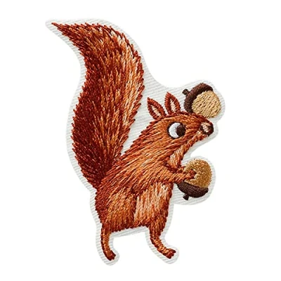 Immagine di scoiattoli animali Toppe termoadesive Patch Toppa ricamate, misura: 4,4 x 6 cm