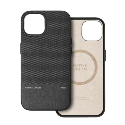 Immagine di Native Union Custodia (Re) Classic Compatibile con MagSafe Realizzata materiali riciclati e di origine vegetale Protezione antigraffio 1,8 metri per iPhone 15 (Nero)