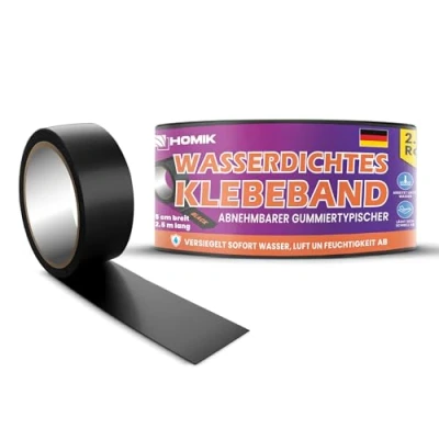 Immagine di HOMIK 2 Pcs Nastro Impermeabile Estremamente Forte per Esterni e Interni 5cm x 2.5m di Riparazione del Tetto Adesivo Resistente ai Raggi UV Autosaldante