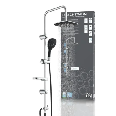 Immagine di EISL DXLD60088CS Set 200 x mm e doccetta, Doccia a Pioggia con Montaggio Parete, Cromato, Cromo/Nero