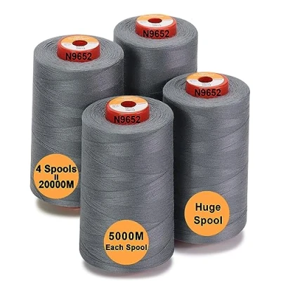 Immagine di New brothread 28 Opzioni 4 Grandi Bobina di 5000M per tutti gli usi Filo da Cucito in Poliestere 40S/2 (Tex27) Cucito, Quilting, Patchwork, Serger e Overlock Grey