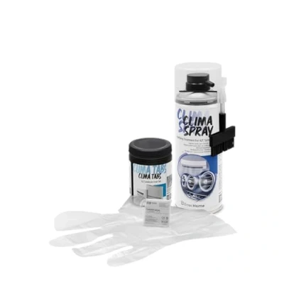 Immagine di ErrecHome Kit pulizia climatizzatori, include Clima Spray PRO pulitore climatizzatori con pennello erogatore setole dure, Tabs 40 pastiglie per la dello scarico condensa, guanti