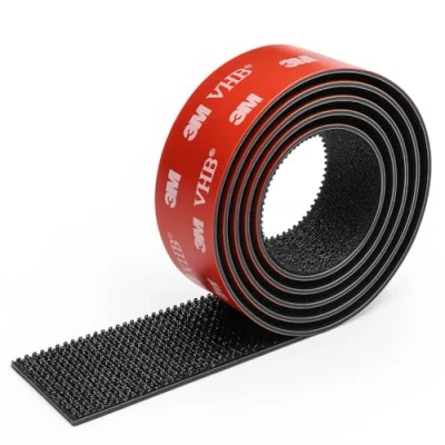 Immagine di Dpm tapes Dual Lock SJ3870, 1 striscia adesiva fissaggio Auto, Dashcam, Go Pro, Supporto Pagamento Pedaggio, chiusura a pressione, prodotto altamente adesivo, Nero (25,4 mm x m)