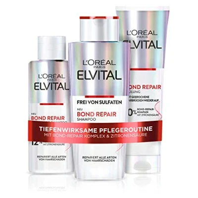 Immagine di L&#039;Oréal Paris Elvital Bond Repair Set per la riparazione dei capelli con pre shampoo, shampoo e balsamo, confezione da 3 pezzi