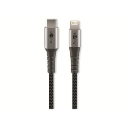 Immagine di goobay Cavo Lightning Apple Certificato MFi tessile premium extra robusto con spine in metallo Da USB C a 0,5 m