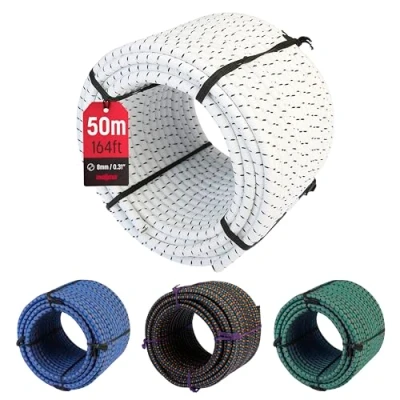 Immagine di Magma Rotolo di Corda Elastica 25m Corde Elastiche da 8 mm Diametro Per Pesca, Vela, Campeggio, e Fissaggio Teloni Extra Forte, Interno, Esterno, Giardino Auto (Bianco)