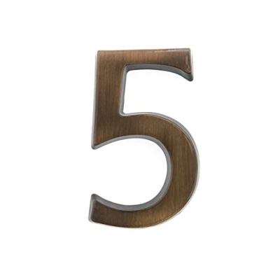 Immagine di HUBER numero civico 5 in ottone 10 cm I numeri civici per casa e porta 3D targhette con nobile antico design