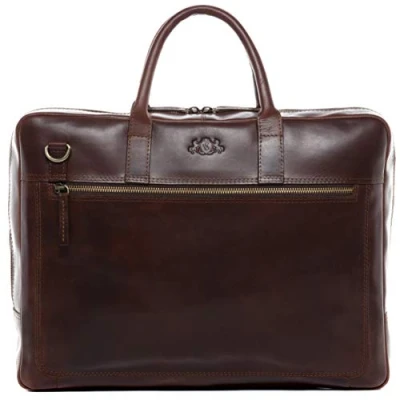 Immagine di SID &amp; VAIN Borsa tracolla porta pc vera pelle DIXON grande I Messenger portadocumenti Università Ufficio Lavoro Business uomo donna 15 pollici cartella per laptop computer portatile marrone