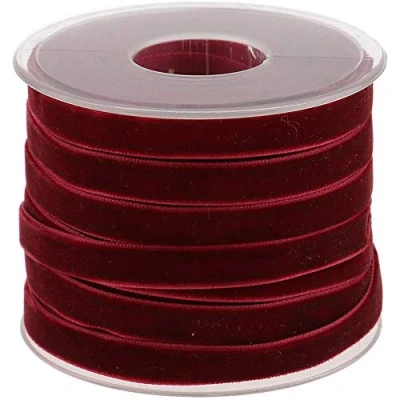 Immagine di Rotolo con nastro in velluto, lungo 18,3 m e largo 10 mm, per il fai da te, decorazioni, colore: borgogna