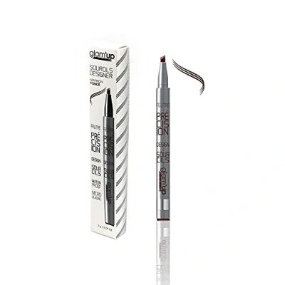 Immagine di Glam&#039;Up Paris Feltro per sopracciglia micro precision, tecnica Microblading, impermeabile, resistente all&#039;acqua, punta tridente, n. 02, marrone scuro