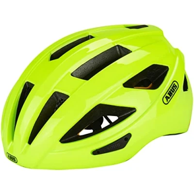 Immagine di ABUS Macator MIPS casco da bici per principianti con visiera adatto a chi porta il codino uomo e donna giallo, taglia L