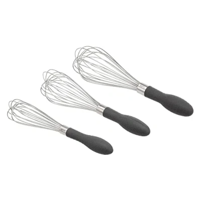 Immagine di Amazon Basics Set di fruste a filo in acciaio INOX, 3 pezzi, colore Grigio