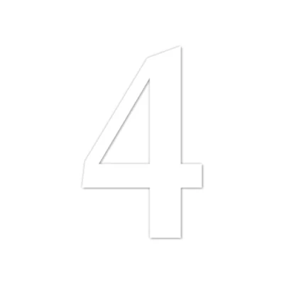 Immagine di Adesivo con numeri n. 4 in bianco, altezza 10 cm, numero di casa autoadesivo, da incollare, per esterni, cassetta delle lettere, porta I resistente alle intemperie, kfz_463_4