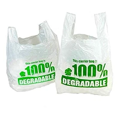 Immagine di Sacchetti per la spesa, 100% biodegradabili, colore bianco, 28 x 43 53 cm, borsa in plastica ecocompatibile di grandi dimensioni, plastica, Bianco/verde, 11&quot; 17&quot; x21&quot;