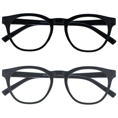 Immagine di OPULIZE Blu 2 Pacco Blocco Luce Occhiali Da Lettura Nero Grigio Computer Gioco Anti Riflesso Uomo Donna BB5 17 +2,00