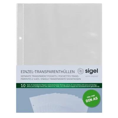 Immagine di SIGEL SM191 Buste trasparenti per cartelline portamenù, trasparenti, A5, 10 pz