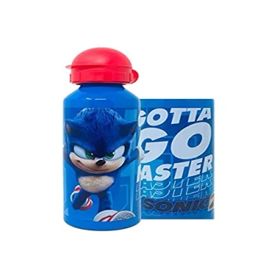 Immagine di Borraccia in alluminio per bambini, riutilizzabile, design Sonic, 520 ml