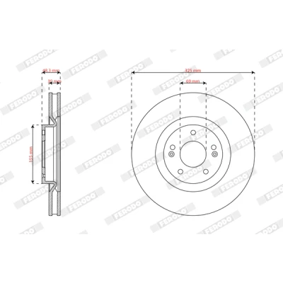 Immagine di FERODO Disco freno 325mm 30mm 5 69mm ventilato DDF3242C Dischi freno, dei freni