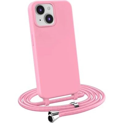 Immagine di MyGadget Cover per iPhone 13 Mini Custodia con Corda Case Cordino Opaca Antiurto Laccio Tracolla Practical Stylish Rosa