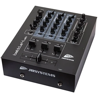 Immagine di JB Systems BATTLE4 USB Mixer DJ a 4 canali con 9 ingressi, distribuito su (3 Line, 2 Phono, ingressi e microfono)