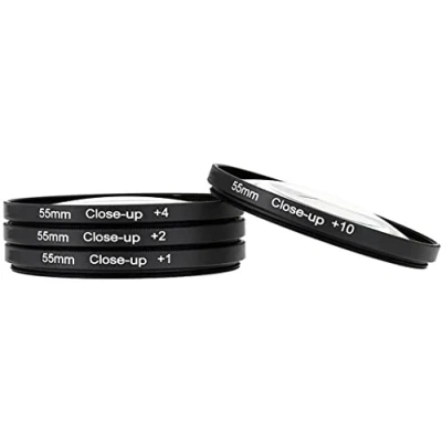 Immagine di Yangers Kit di filtri per obiettivo macro da vicino (+ 1, +2, +4, +10), ingrandimento con custodia (55 mm)