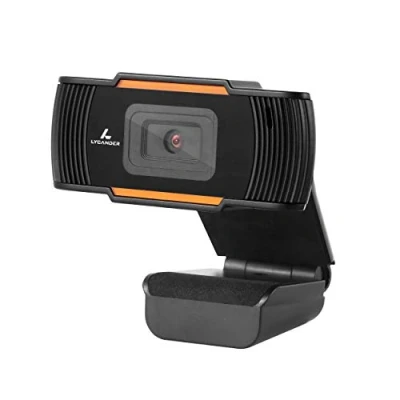 Immagine di LYCANDER Webcam USB con Microfono Integrato, 720P ad Alta Definizione (HD), 30 Fps, Nero e Arancione per Desktop, Laptop, Windows, Mac, Linux, Riunioni Online, Streaming, Chat Video