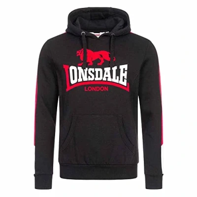 Immagine di Lonsdale Normale Passform Langwell Felpa con cappuccio, Uomo, Taglia: Medium, Black white red