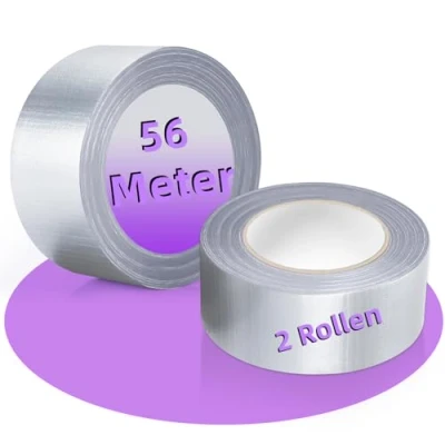 Immagine di Gigmeta Nastro Telato Argento 2 Rotoli di Americano 28m x 48mm Duct Tape extra forte Gaffa Impermeabile in Tessuto largo Adesivo per Interno ed Esterno
