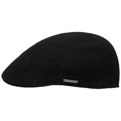Immagine di Stetson Texas Wool Gatsby cap Coppola Uomo Berretti Piatti Cappello Piatto Berretto Becco Anatra con Visiera, Fodera, Fodera Inverno Autunno/Inverno L (58 59 cm) Nero